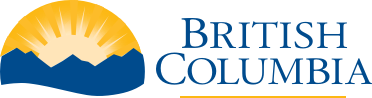 British Columbia logo, a wordmark with a sunrise over mountains