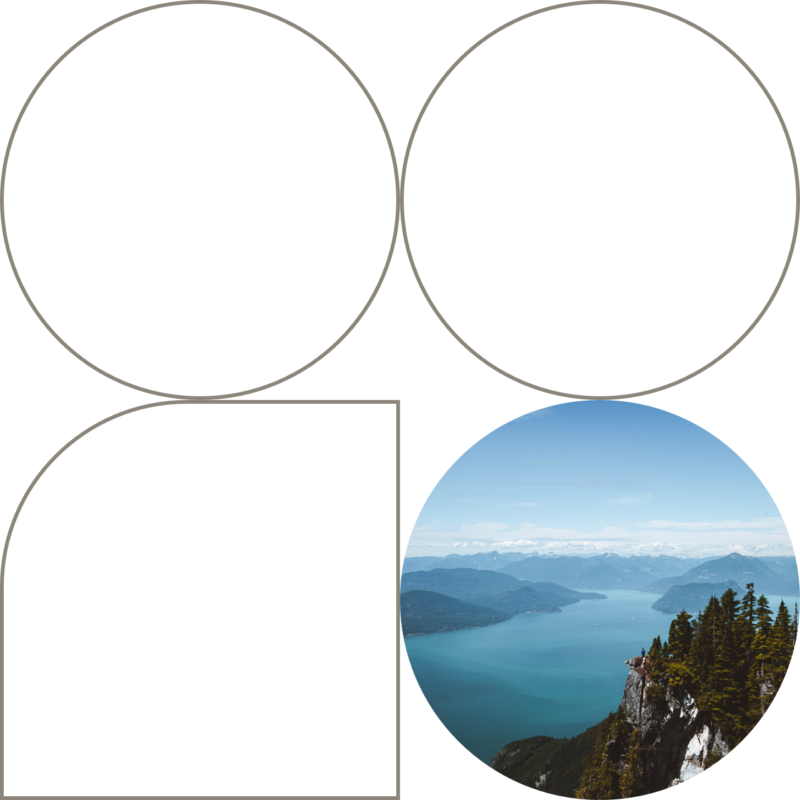 shapes with a view of mountains and ocean